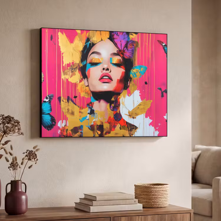 Vrouw - Abstract - Kleurrijk Textielframe zwart klein -sfeer3