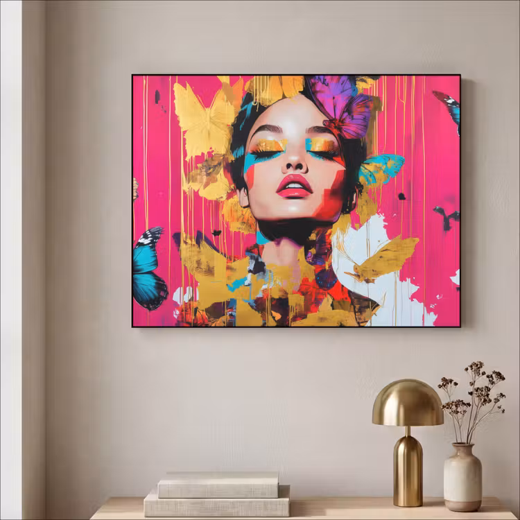 Vrouw - Abstract - Kleurrijk Textielframe zwart klein -sfeer2