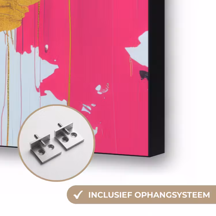 Vrouw - Abstract - Kleurrijk Textielframe zwart klein -USP_ophangsysteemNL