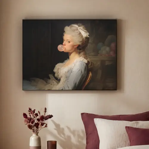 Vrouw - Barokjurk - Kauwgom Textielframe - compleet frame klein -sfeer1