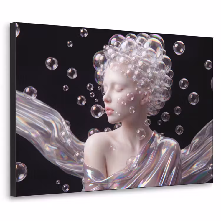 Vrouw - Bellen - Abstract - Kleurrijk Textielframe zwart klein -3d