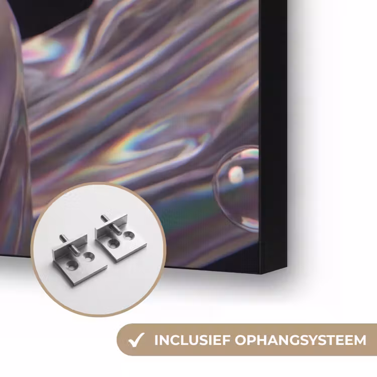 Vrouw - Bellen - Abstract - Kleurrijk Textielframe zwart klein -USP_ophangsysteemNL