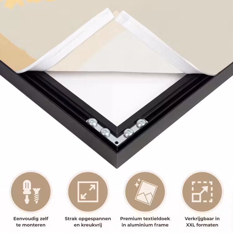 Vrouw - Bloem - Geel - Minimalistisch Textielframe zwart klein -USP_feed_closeupNL