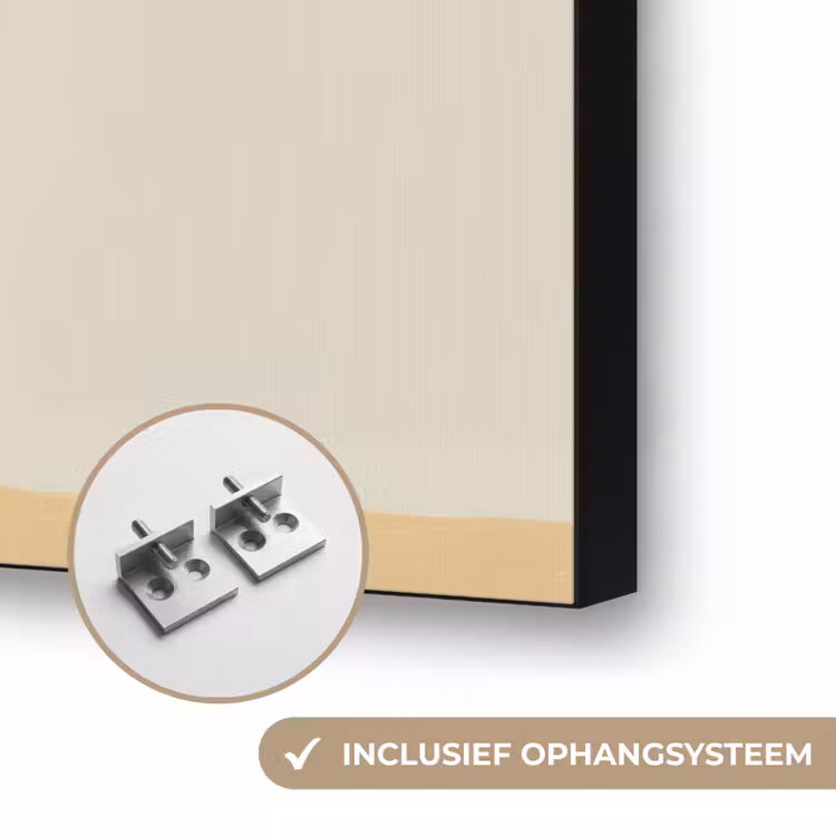 Vrouw - Bloem - Geel - Minimalistisch Textielframe zwart klein -USP_ophangsysteemNL