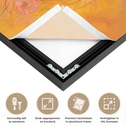 Vrouw - Bloemen - Aesthetic - Oranje Textielframe zwart klein -USP_feed_closeupNL