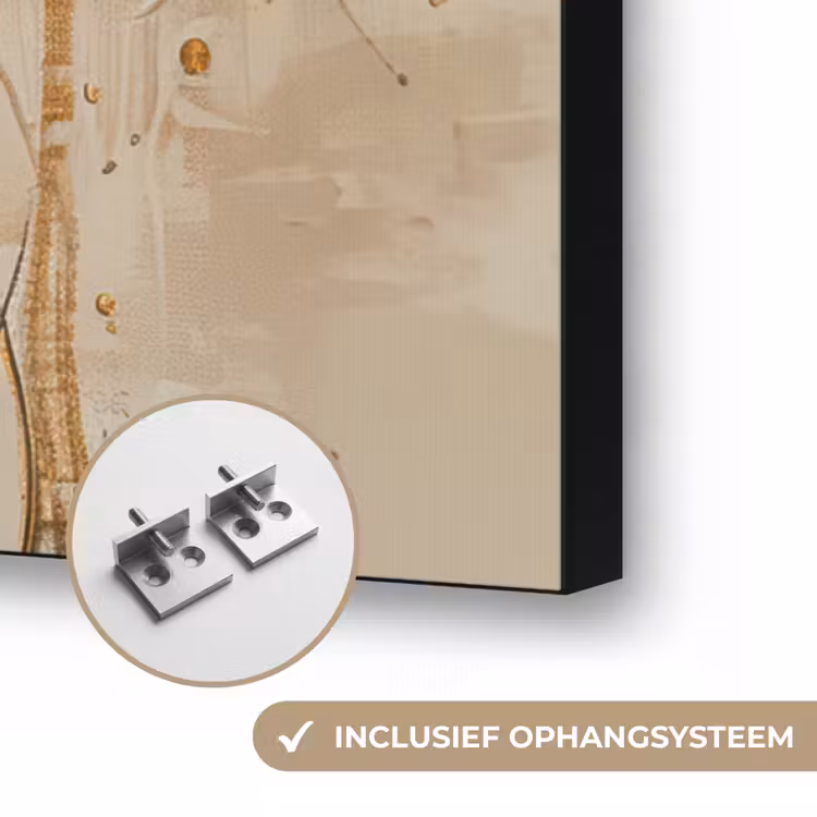 Vrouw - Bloemen - Goud - Portret Textielframe zwart klein -USP_ophangsysteemNL