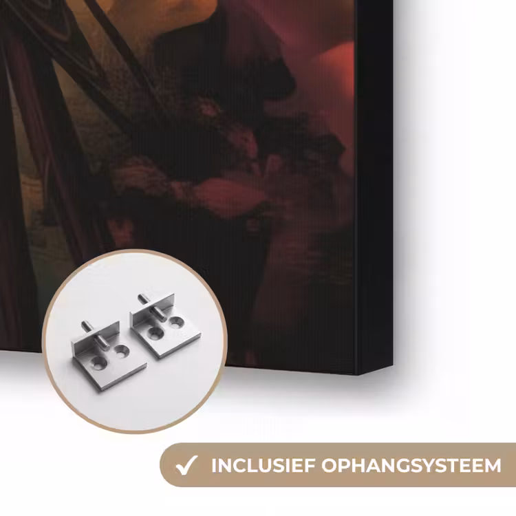 Vrouw - Bloemen - Papegaai - Schilderachtig Textielframe zwart klein -USP_ophangsysteemNL