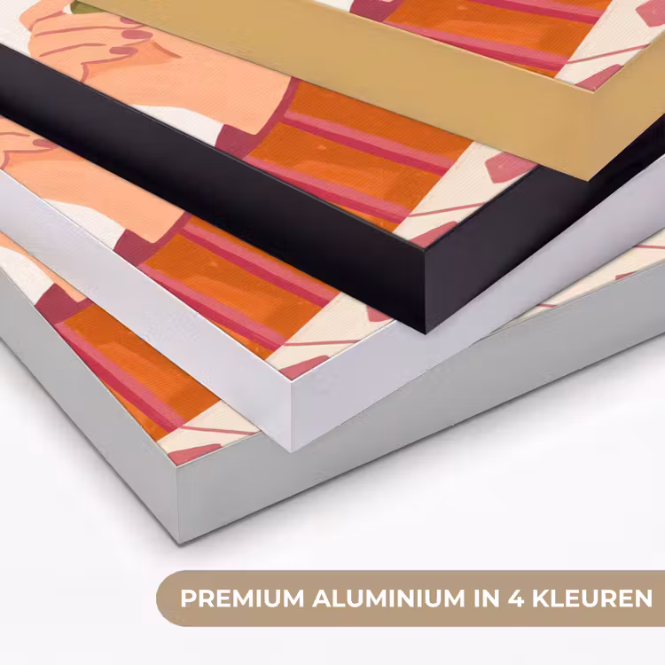 Vrouw - Bril - Cocktail - Illustratie - Modern Textielframe zwart klein -USP_kleurenNL