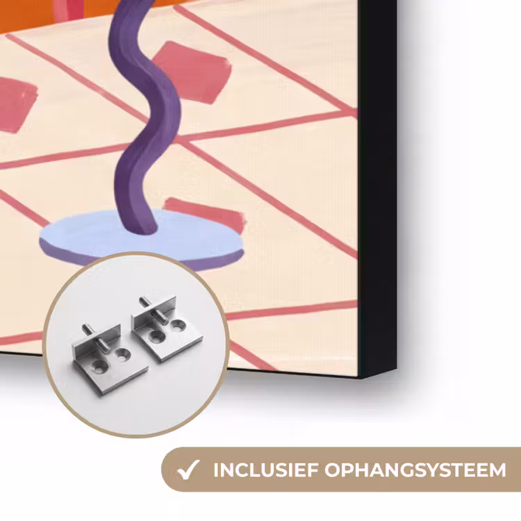 Vrouw - Bril - Cocktail - Illustratie - Modern Textielframe zwart klein -USP_ophangsysteemNL