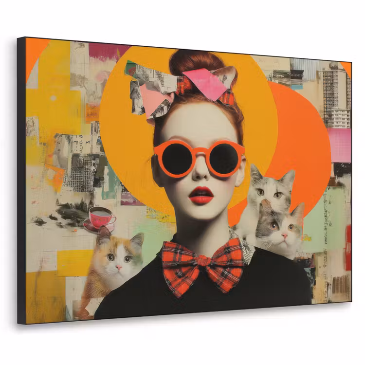 Vrouw - Bril - Strik - Retro Textielframe zwart klein -3d