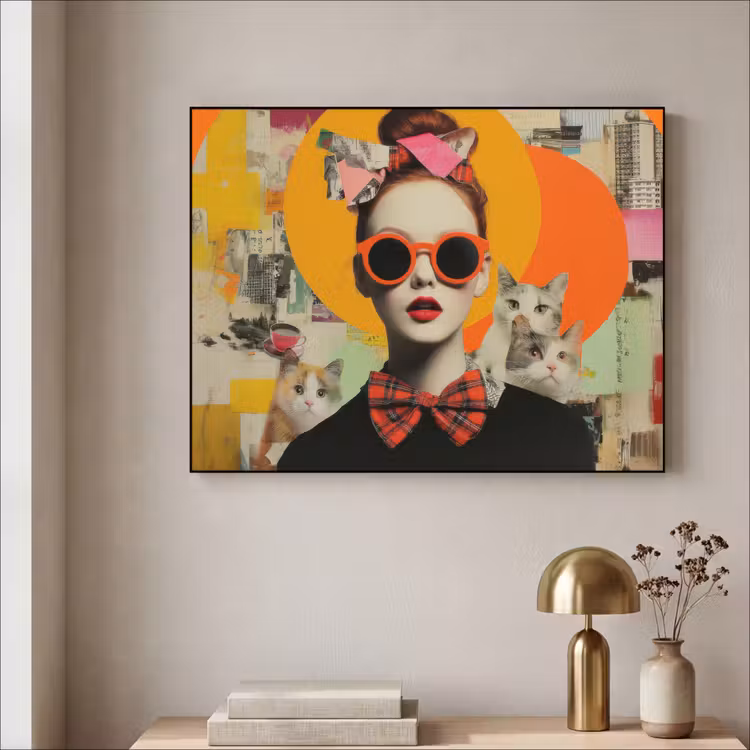Vrouw - Bril - Strik - Retro Textielframe - compleet frame klein -sfeer2