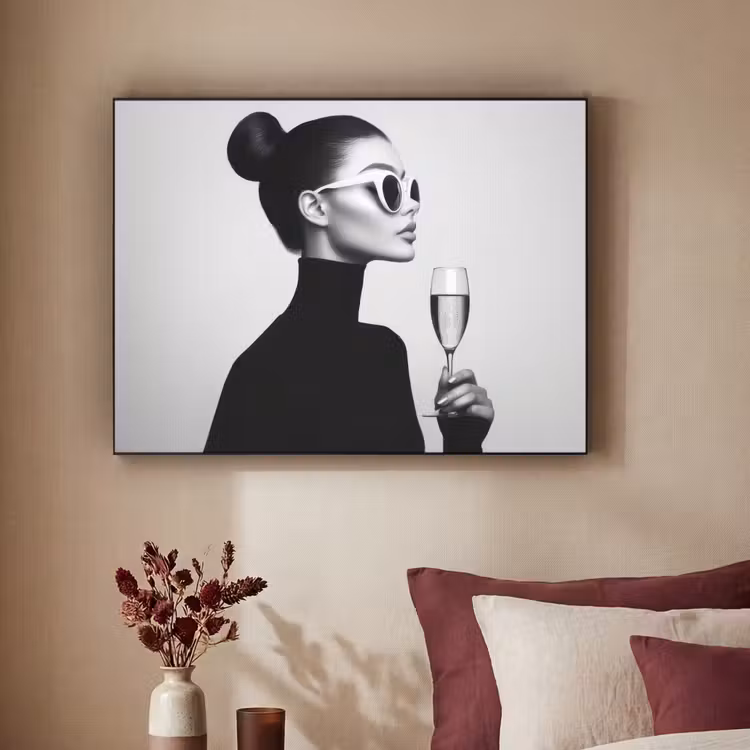 Vrouw - Champagne - Modern Textielframe - compleet frame klein -sfeer1