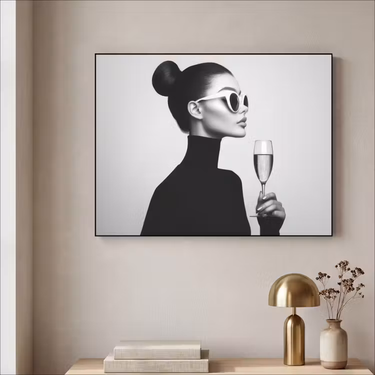 Vrouw - Champagne - Modern Textielframe - compleet frame klein -sfeer2