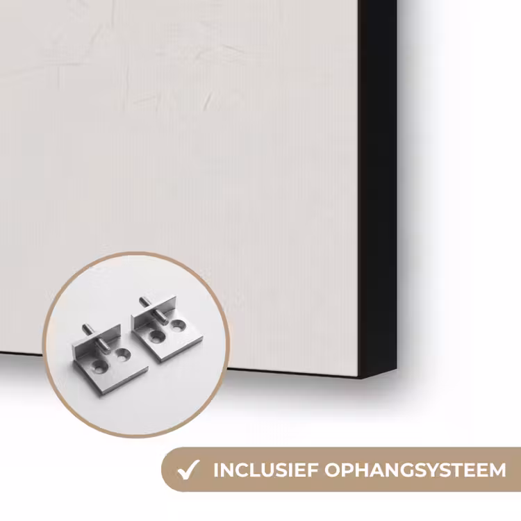 Vrouw - Cirkels - Beige Textielframe zwart klein -USP_ophangsysteemNL