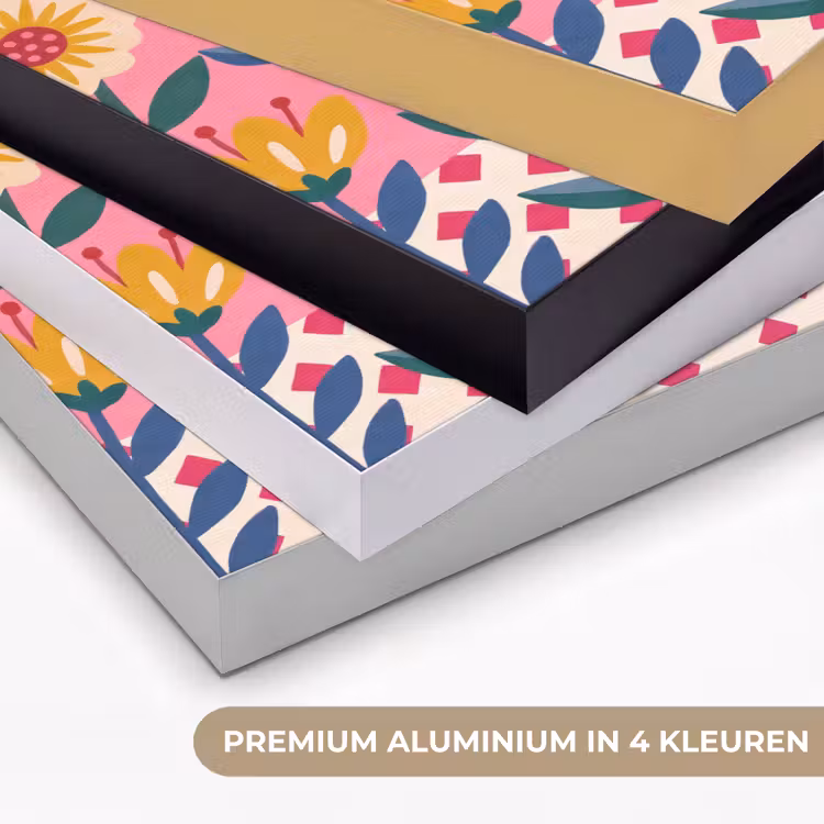 Vrouw - Cocktail - Bloemen - Modern - Roze Textielframe zwart klein -USP_kleurenNL