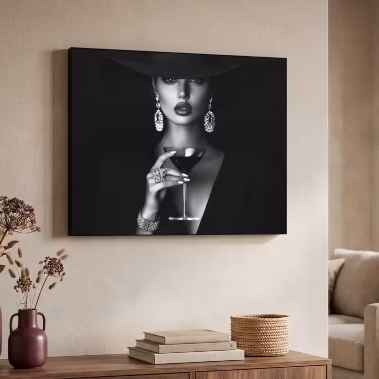 Vrouw - Cocktail - Chic Textielframe - compleet frame klein -sfeer3