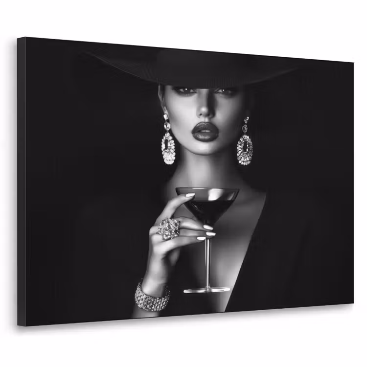 Vrouw - Cocktail - Chic Textielframe zwart klein -3d