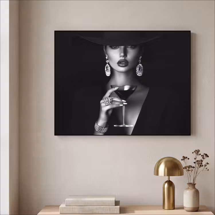 Vrouw - Cocktail - Chic Textielframe - compleet frame klein -sfeer2