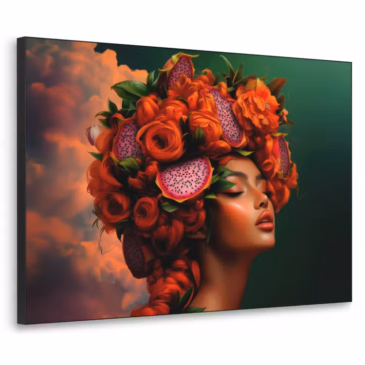 Vrouw - Drankenfruit - Rozen Textielframe - compleet frame klein -3d