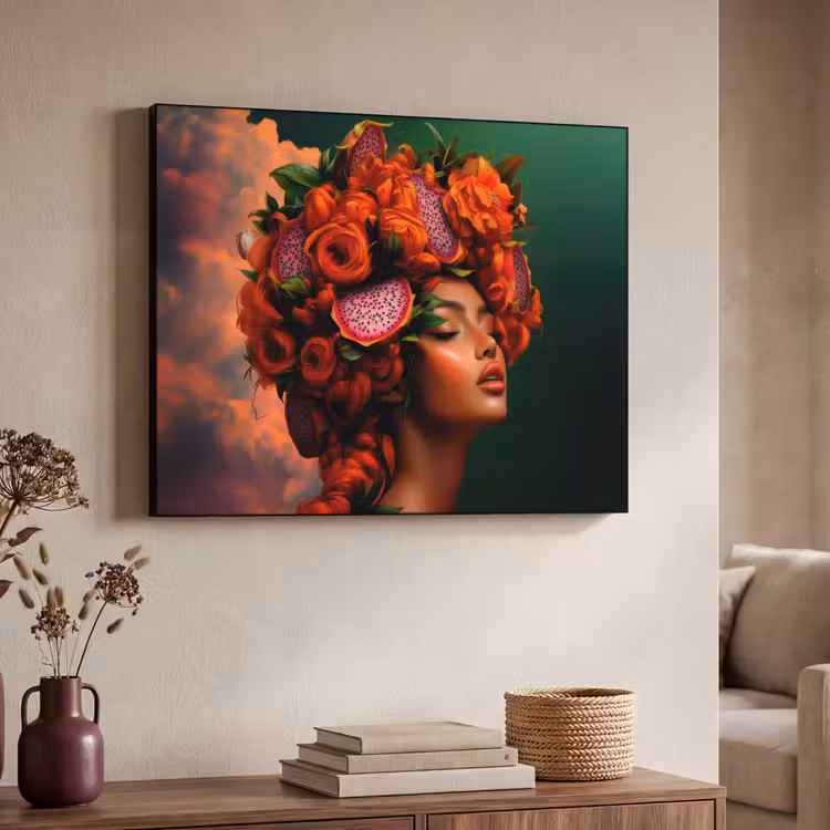 Vrouw - Drankenfruit - Rozen Textielframe - compleet frame klein -sfeer3