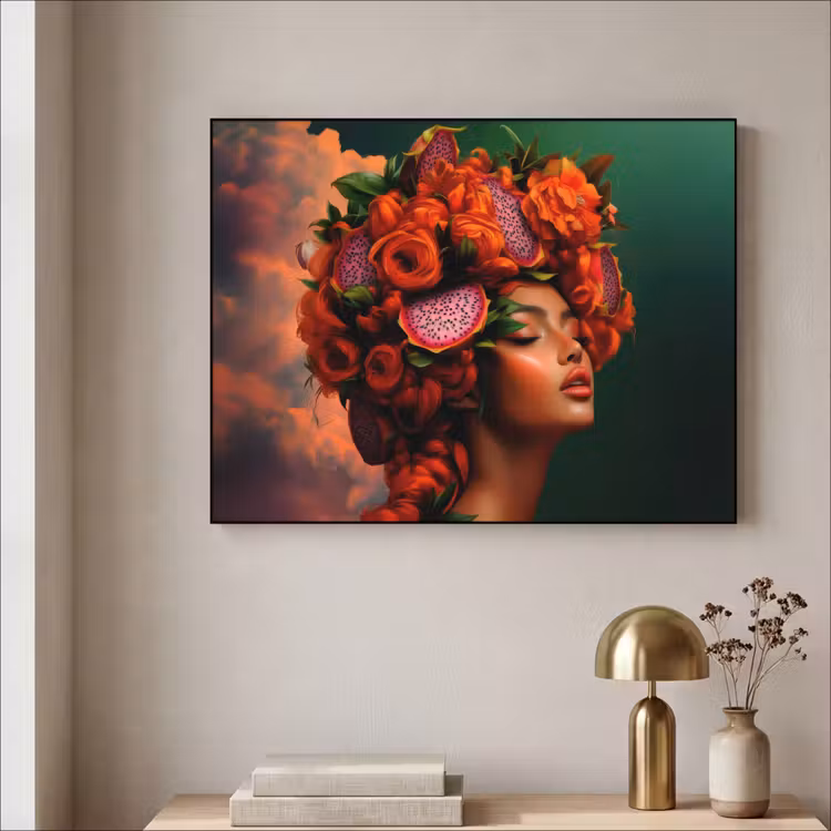 Vrouw - Drankenfruit - Rozen Textielframe - compleet frame klein -sfeer2