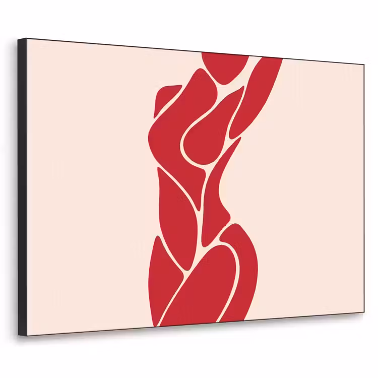 Vrouw - Figuur - Abstract - Modern - Rood Textielframe zwart klein -3d