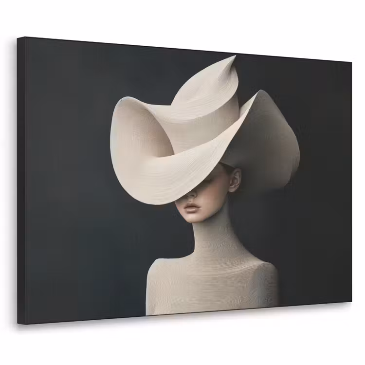 Vrouw - Golvende - Hoed Textielframe - compleet frame klein -3d
