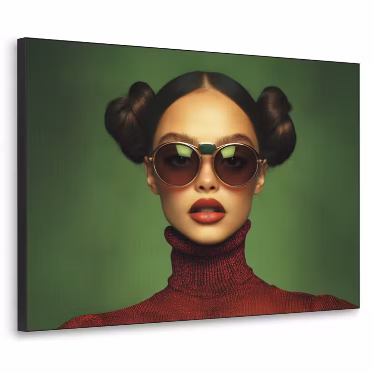 Vrouw - Groen - Bril - Aesthetic - Modern Textielframe zwart klein -3d