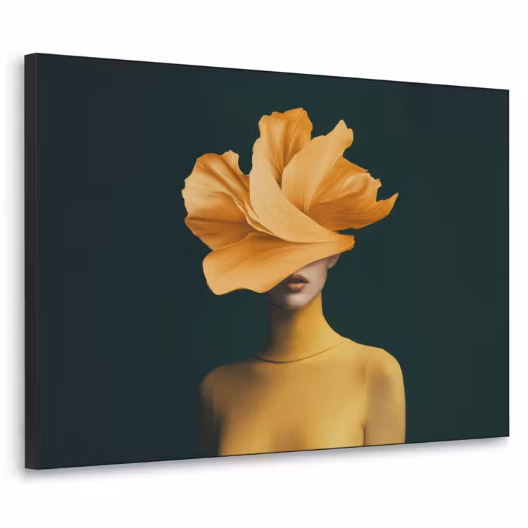 Vrouw - Hoed - Geel Textielframe zwart klein -3d
