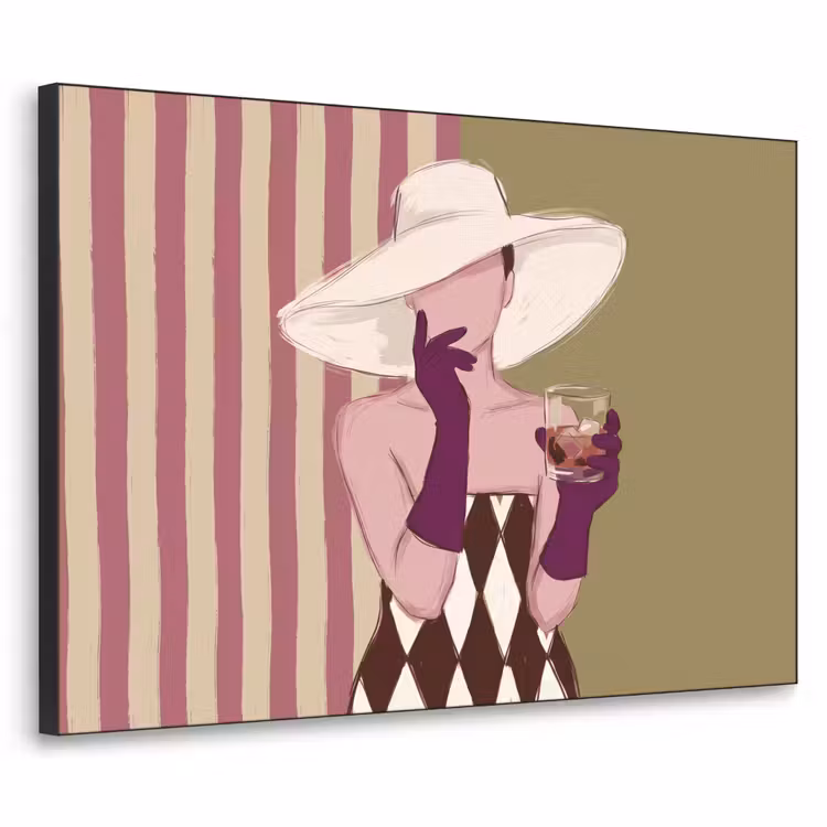 Vrouw - Hoed - Mode - Abstract - Kleurrijk Textielframe zwart klein -3d