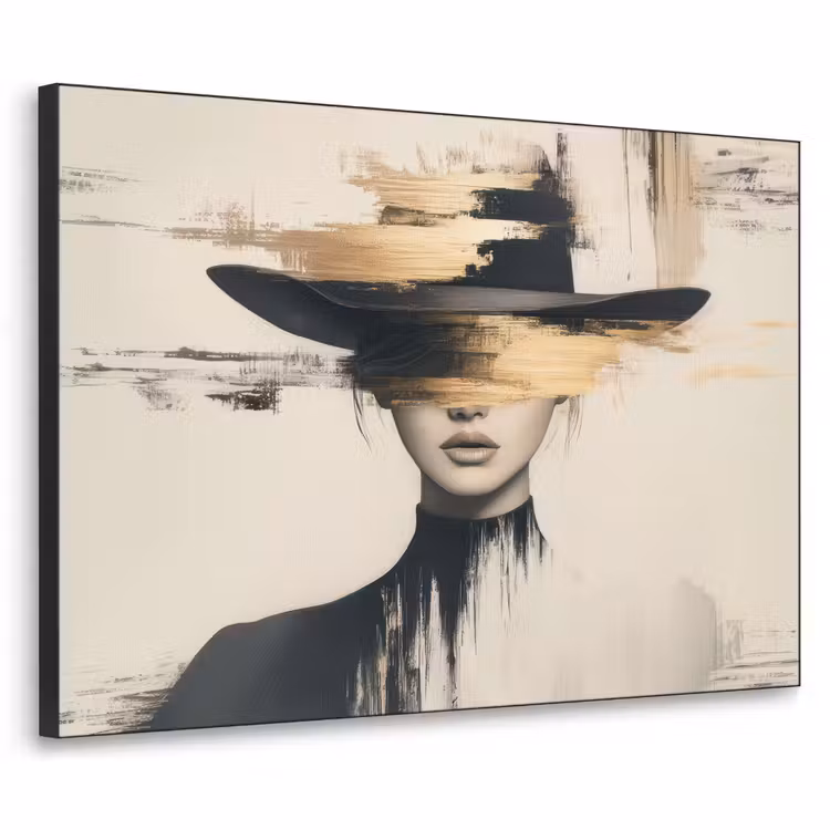 Vrouw - Hoed - Verf Textielframe zwart klein -3d