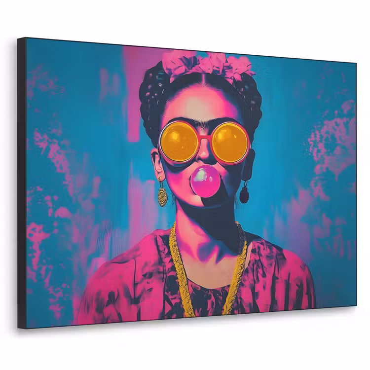 Vrouw - Kauwgom - Zonnebril - Oranje Textielframe zwart klein -3d