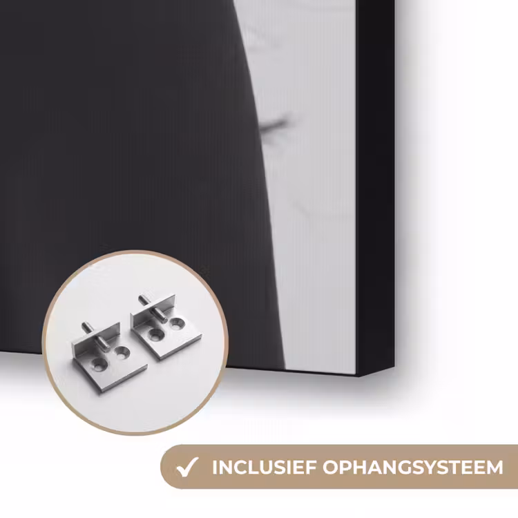 Vrouw - Ketting - Fashion - Zwart - Wit Textielframe zwart klein -USP_ophangsysteemNL