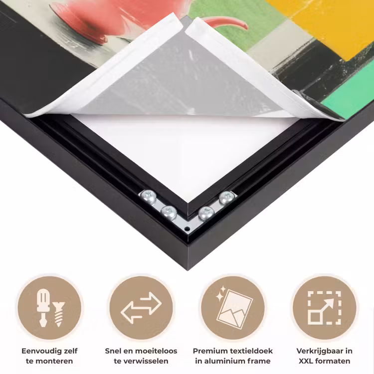 Vrouw - Keuken - Katten - Doorkijk Textielframe zwart klein -USP_closeupNL