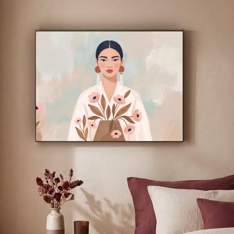 Vrouw - Kimono - Pastel Textielframe zwart klein -sfeer1