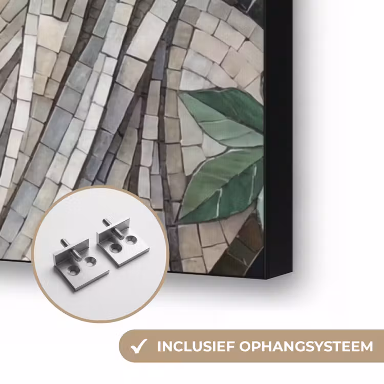 Vrouw - Klassiek - Mozaiëk - Natuur - Groen Textielframe zwart klein -USP_ophangsysteemNL