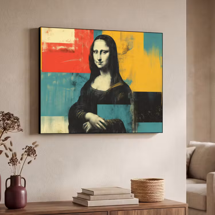 Vrouw - Kleurvlakken - Klassieke schilderkunst Textielframe zwart klein -sfeer3