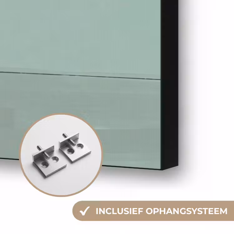 Vrouw - Laptop - Zittend - Illustratie - Groen Textielframe zwart klein -USP_ophangsysteemNL