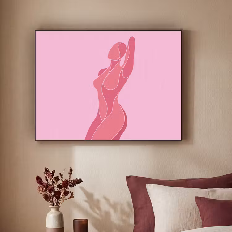 Vrouw - Lichaam - Abstract - Roze Textielframe zwart klein -sfeer1