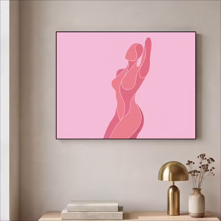 Vrouw - Lichaam - Abstract - Roze Textielframe zwart klein -sfeer2