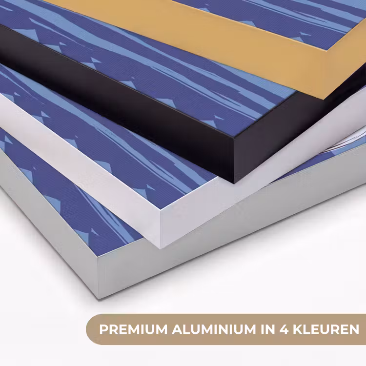 Vrouw - Martini glas - Abstract - Blauw - Kunst Textielframe zwart klein -USP_kleurenNL