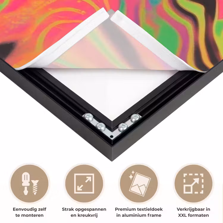 Vrouw - Microfoon - Neon Textielframe zwart klein -USP_feed_closeupNL