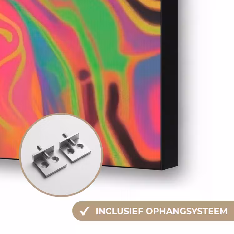 Vrouw - Microfoon - Neon Textielframe zwart klein -USP_ophangsysteemNL