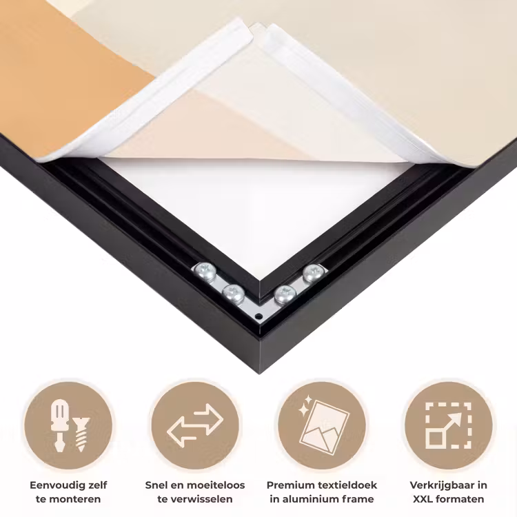Vrouw - Minimalistisch - Bloem Textielframe zwart klein -USP_closeupNL