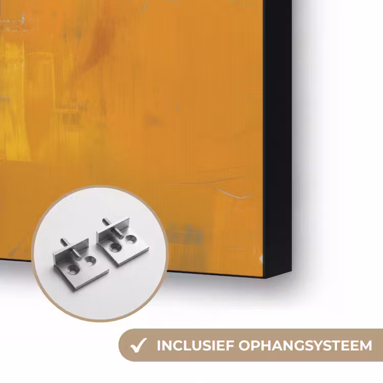 Vrouw - Ogen - Penseelstreken - Geel Textielframe zwart klein -USP_ophangsysteemNL