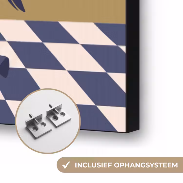 Vrouw - Paard - Rijden - Modern - Abstract Textielframe zwart klein -USP_ophangsysteemNL