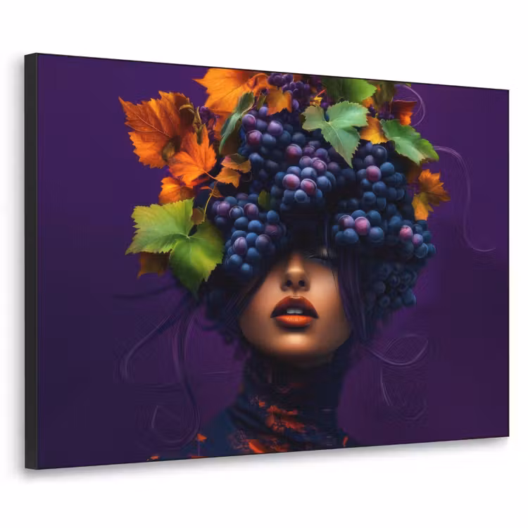 Vrouw - Paars - Druiven Textielframe - compleet frame klein -3d