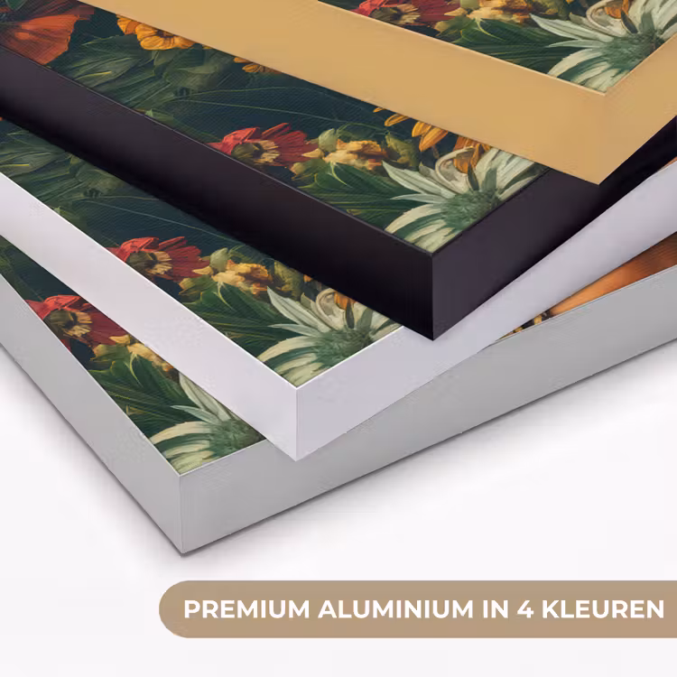 Vrouw - Panterprint - Jungle - Natuur - Luxe Textielframe zwart klein -USP_kleurenNL