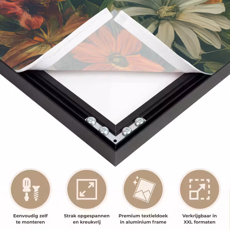 Vrouw - Panterprint - Jungle - Natuur - Luxe Textielframe zwart klein -USP_feed_closeupNL