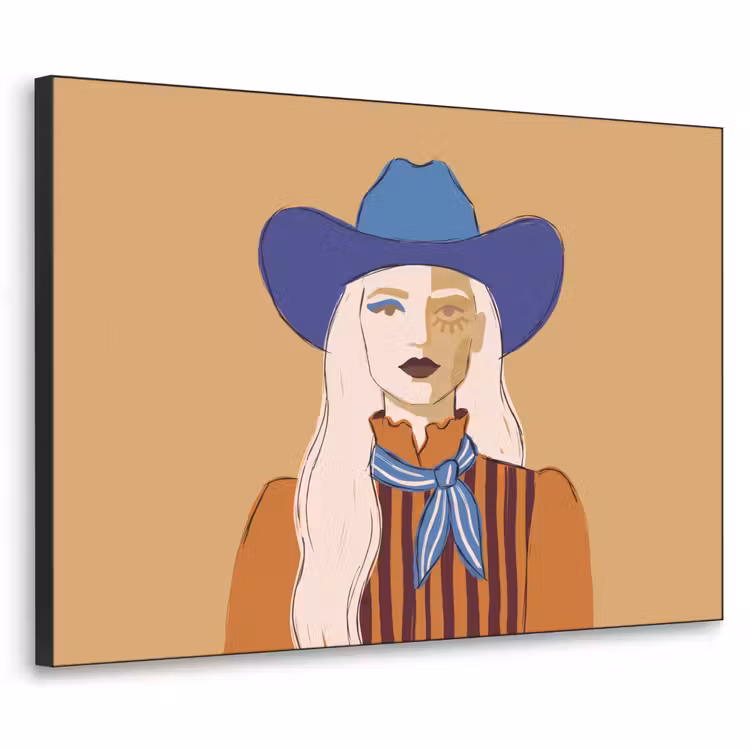 Vrouw - Portret - Abstract - Kleurrijk - Modern Textielframe zwart klein -3d